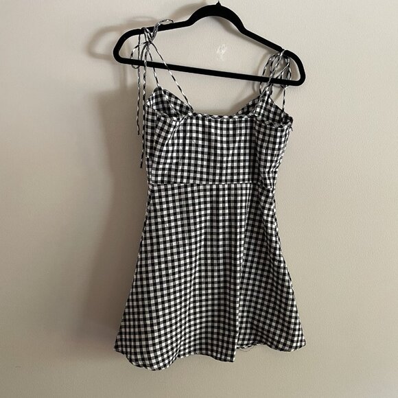 Zaful Women S/4 Black White Plaid Preppy Sleeveless Tied Cami Mini Dress NWT - Picture 10 of 10